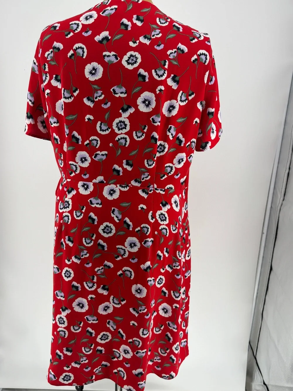 J. Crew Red Floral Wrap Midi Dress